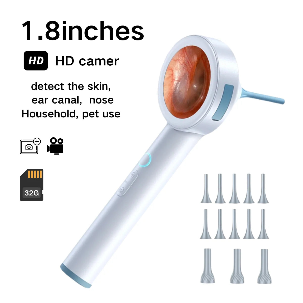 HD Digital Visual Otoscope (Integrated 1.8" Diagnostic Screen)