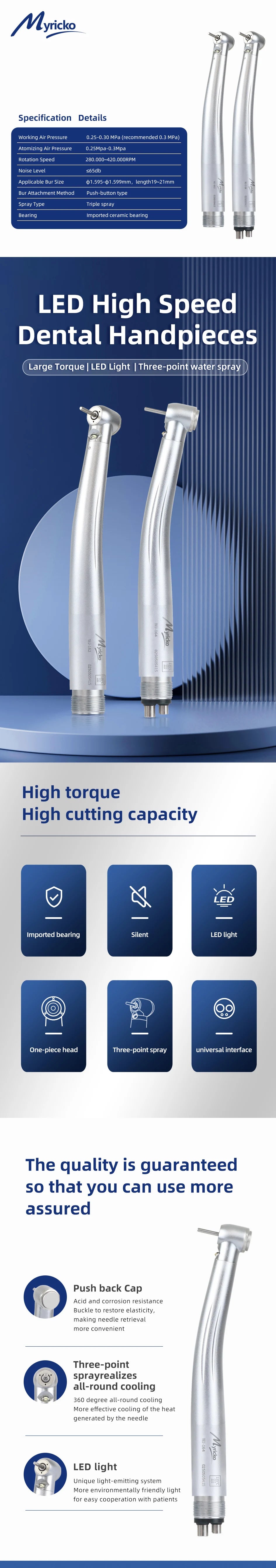 High-Speed Straight Handpiece (LED, 2/4-Hole)