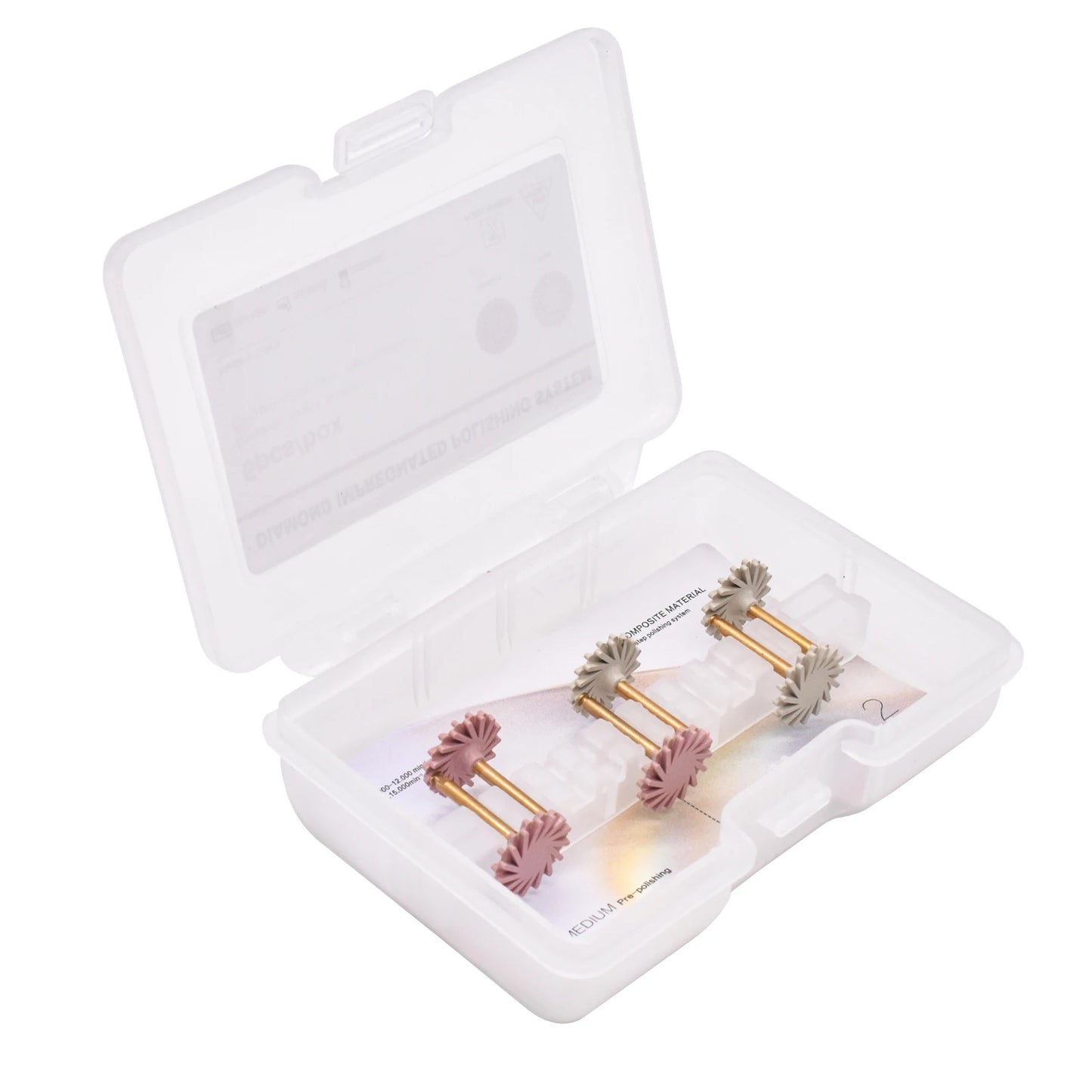 6pcs/box Dental Rubber Polisher Composite Resin Diamond Impregnated 2-Step Polishing System Disc 14mm Wheel Kit Spiral