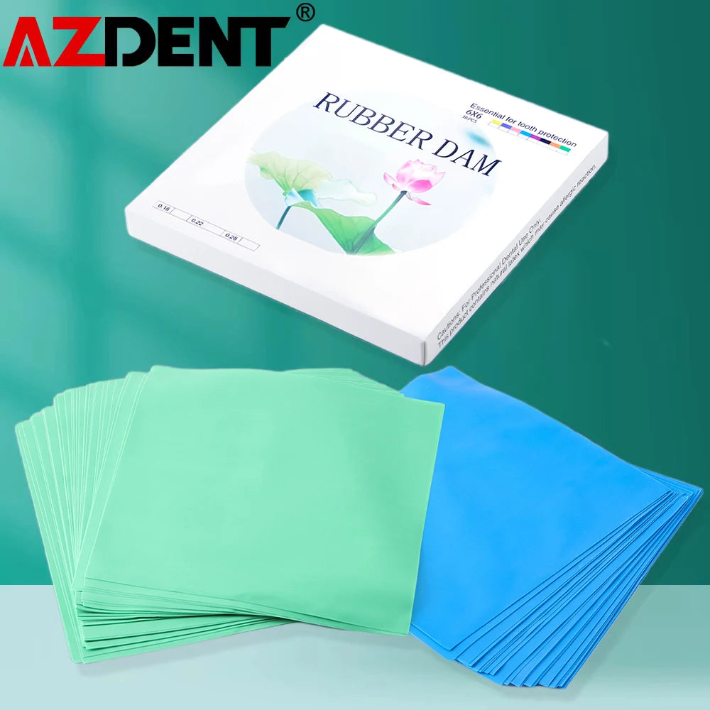 AZDENT Latex Rubber Dam Sheets (36-Pack, 6x6")
