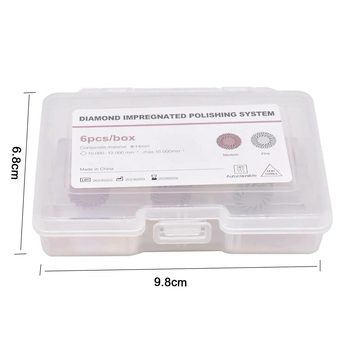 6pcs/box Dental Rubber Polisher Composite Resin Diamond Impregnated 2-Step Polishing System Disc 14mm Wheel Kit Spiral