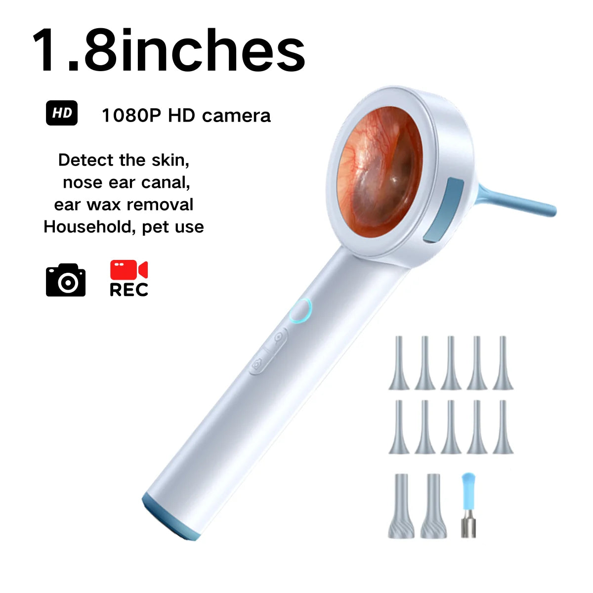 HD Digital Visual Otoscope (Integrated 1.8" Diagnostic Screen)