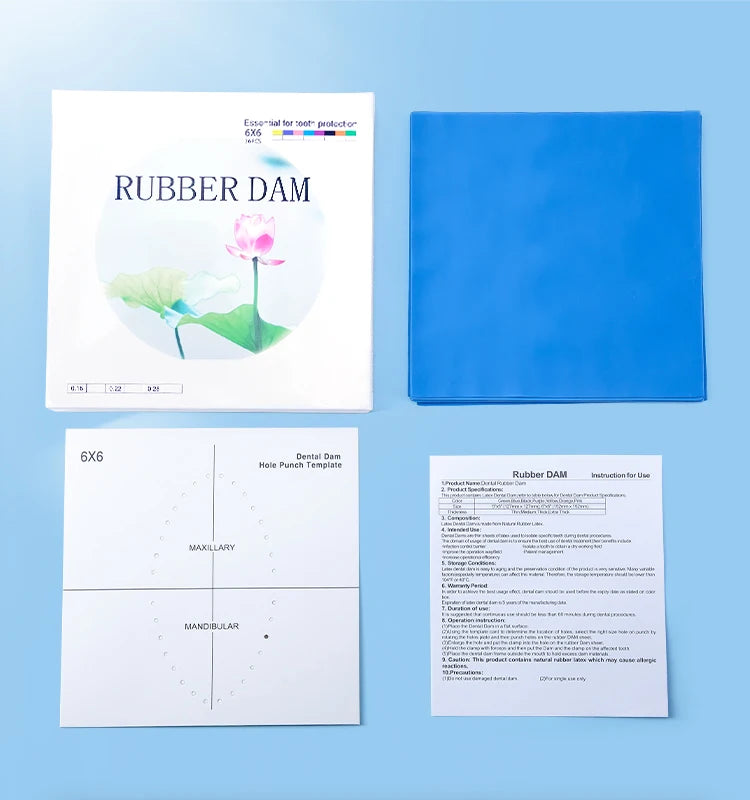 AZDENT Latex Rubber Dam Sheets (36-Pack, 6x6")