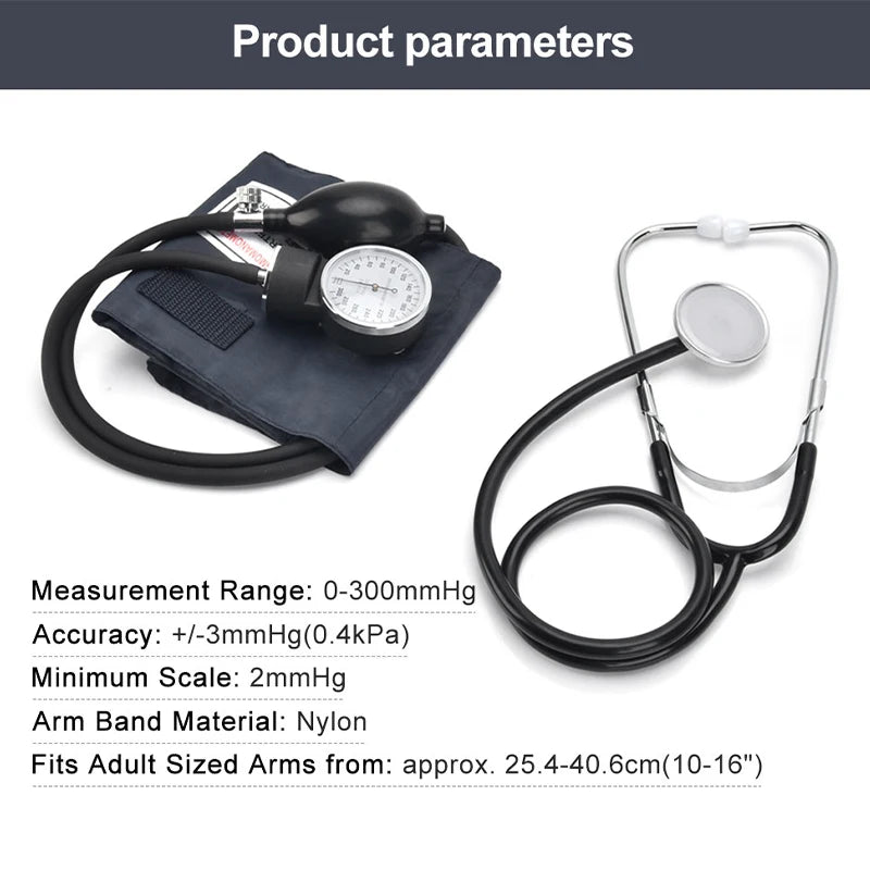Manual Aneroid Sphygmomanometer Kit (Upper Arm BP Cuff & Stethoscope)